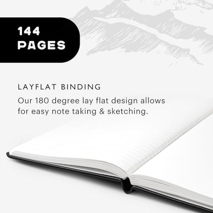 Stone Journal Chef Notebook – 13 × 21 cm Waterproof Paper, 144 Pages, Half Lined & Half Blank, Vegan Leather Hardcover, Kitchen Conversions, Premium Journal (Black) - color: Black