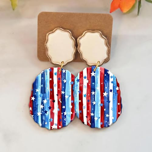 10 Pcs Transfer Paper for Polymer Clay, Flag Strips & Stars Pattern Polymer Clay Transfer Sheets, Water Soluble Transfer Paper Polymer Clay for DIY Art Jewelry Earrings Making Sticker 5.82"X3.93" - color: Strips & Stars
