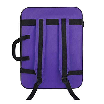 haozaikeji A3 Artist Portfolio Carry Case Bag Portable Waterproof Canvas Shoulder Bag Painting Pad Backpack for Sketching Painting Art Supplies with Shoulder Straps & Carry Handle - color: Purple