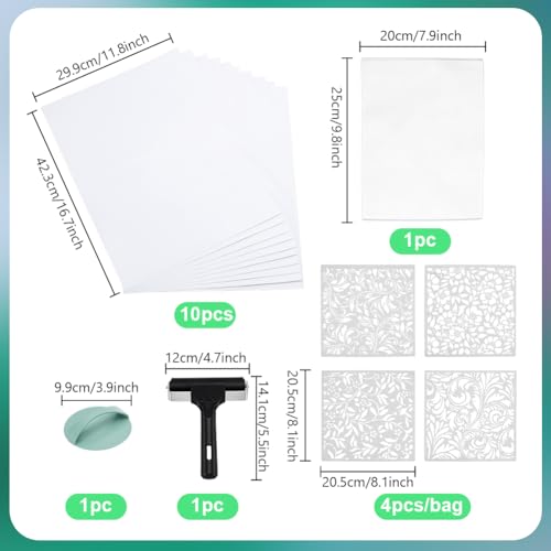 PH PandaHall Gel Printing Plate Kit 7.8x10 inch Gel Plate with Press Rubber Brayer Stencils Printing Paper for Artists Monoprinting Crafts Paints Card Making Scrapbooking Journaling