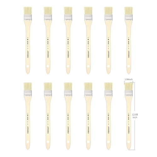 XDT#2801 Hake Artist Paint Brush 12 Piece Set #1.5in, Hog Bristle Flat Brushes for Painting, Acrylic Oil Watercolor - size: #1.5 12Pc Set