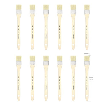 XDT#2801 Hake Artist Paint Brush 12 Piece Set #1.5in, Hog Bristle Flat Brushes for Painting, Acrylic Oil Watercolor - size: #1.5 12Pc Set