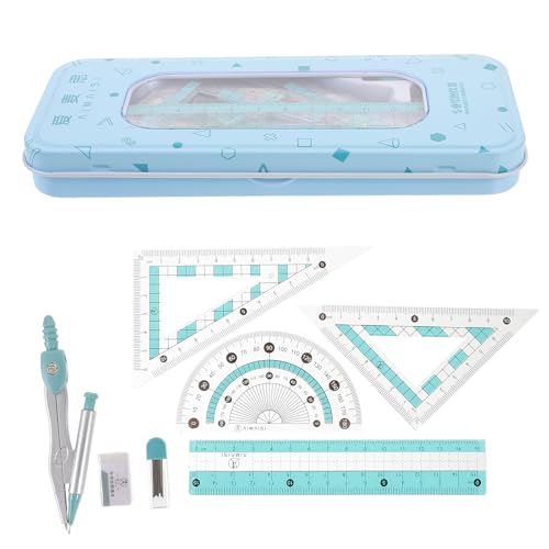 Operitacx Multi-Functional Drawing Office Ruler Kit with Compass Protractor and Triangles 7.08 Inch Clear Ruler for Kids Drawing Tools and School Math Supplies