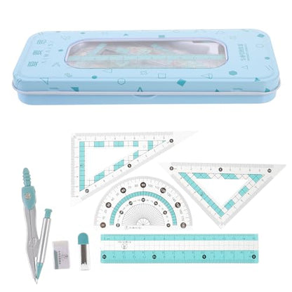 Operitacx Multi-Functional Drawing Office Ruler Kit with Compass Protractor and Triangles 7.08 Inch Clear Ruler for Kids Drawing Tools and School Math Supplies