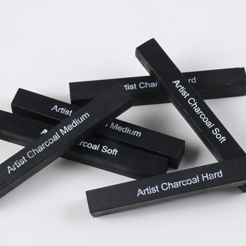 Hemoton 6pcs Artist Charcoal Sticks Soft Medium Hard Compressed Charcoal Drawing Pencils for Sketching and Shading Suitable for Art Students and Hobbyists