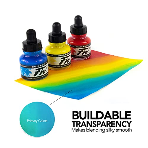 Daler-Rowney FW Acrylic Ink Bottle Black - Versatile Acrylic Drawing Ink for Artists and Students - Permanent - color: Black (India)