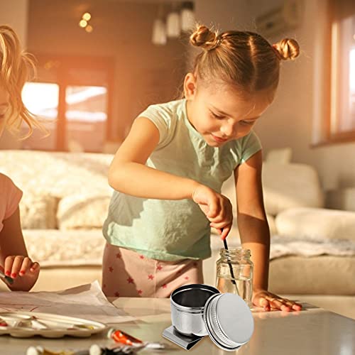 Wakauto Oil Pots Oil Paint Stainless Steel Container 2 Pcs Stainless Steel Painting Cup No Leakage Can Clip on Artist Paint Brush Washer Art with Lid Container - size: 4.5X4.2X3.5CM