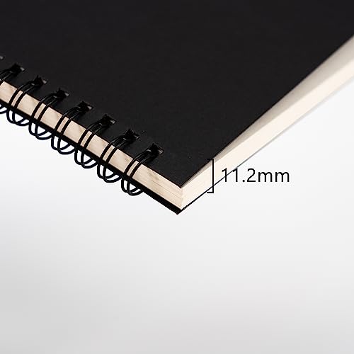 DSTELIN 9 inch x 6 inch, 100GSM, Blank Spiral Notebook, 1-Pack, Soft Cover, Sketch book, 160 Pages / 80 Sheets, (Black)