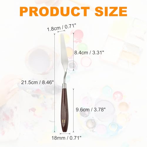 HARFINGTON Palette Knife Painting Tool 3.31 x 0.71 Stainless Steel Art Spatula Pallet Knives Scrapers Tools with Beech Wood Handle for Acrylic Oil Canvas Mixing Spreading, Red/Silver - size: 3.31" x 0.71"