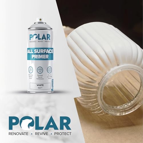 Polar All Surface Primer Matte Gray - 2 x 13.5 Fl Oz - Ideal for Wood, Metal, Plastic, Brick - Enhanced Adhesion & Quick Drying - color: Gray