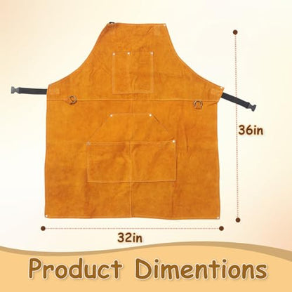 Urby Big and Tall Plus Size Work Apron: Flame Resistant Leather Welding Apron, Wood and Workshop Canvas. Butcher Rubber. - style: Plus Size: Leather