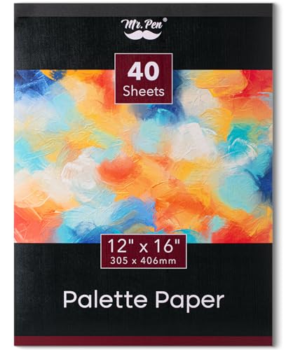 Mr. Pen- Disposable Paint Palette Paper Paint Pad, 12"x16", 40 Sheets | Acrylic Paint Paper, Suitable for Watercolor, Gouache, Acrylic and Oil Paints, Tear-Off Palette Sheets for Painting - size: 12" x 16", 1 Pack