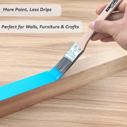 King Origin 1 Inch Angled Paint Brushes - 12 Pcs, Small Paint Brush Set with Ultra-Dense Soft Bristles for Trim & Detail Work - Edge Painting Tool - size: 1 Inch, 12 Pack