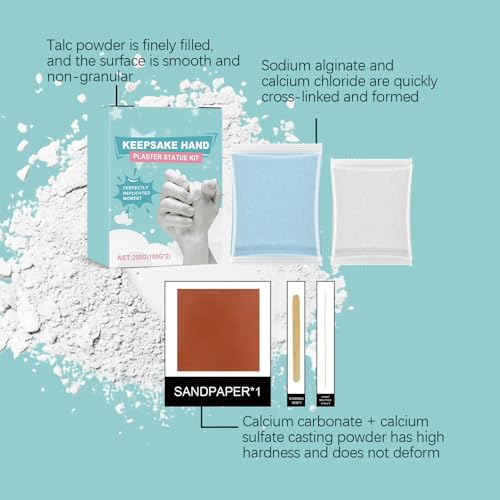 Couples Hand Casting Kit, Plaster Powder 3D Mold Kit for Making Hand Sculptures, DIY Memory Keepsakes, Home Decoration, Gift, Art, Craft Use