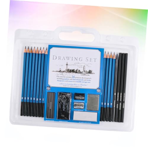 Unomor 26pcs Sketch Drawing Pencil Set for Beginners and Adults, Natural Wood Art Supplies Kit with Assorted Hardness for Sketching, Painting, and Drawing Practice