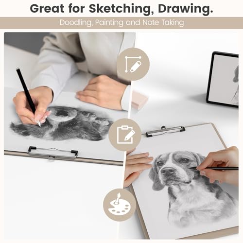 Extra Large 11x17 Clipboards, Landscape and Vertical Layout 2 Pack | Khaki Plastic Drawing Boards with Low Profile Clip. Suitable for Watercolor, Sketching, Painting. Art & Drafting Supply - color: Khaki