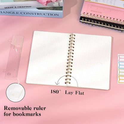 Yoment Graph Paper Notebook A5 Graphing Spiral Notebook 160 Pages Grid Paper Notebook Spiral Bound Pink Hardcover Spiral Journal 5x7 Grid Notebooks for Note Taking, Pink - color: Pink, style: A - Graph - A5
