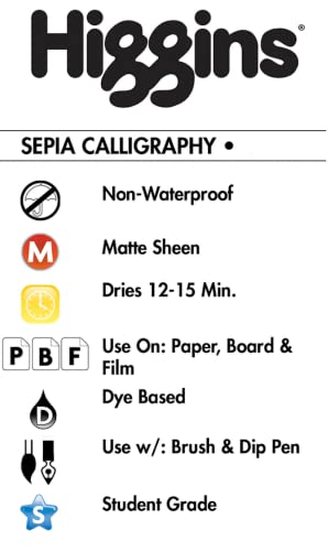Higgins Sepia Calligraphy Ink, 2.5 Ounce (46036) - color: Sepia