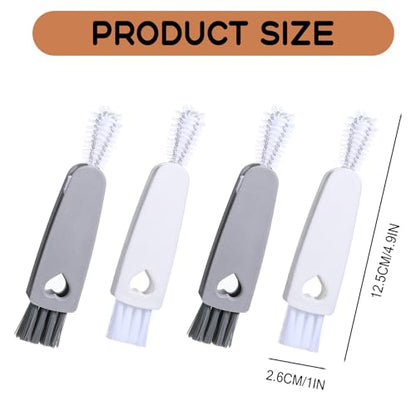4Pcs 3 in 1 Cup Lid Cleaning Brush, Crevice Cleaning Brush Set Mini Multi-Functional Clean Brushes Portable Cup Lid Cleaner with Brushes Baby Bottle Home Kitchen Crevice Clean Tools
