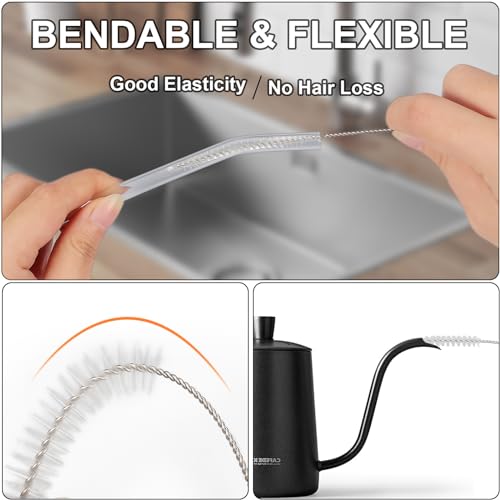 Ixiaoyoo 12 Pcs Straw Cleaner Brushes Set, 8.2 Inch Nylon Cleaning Brush | White Tube Cleaner Brushes for Tumbler, Sippy Cup, Water Bottles, Hummingbird Feeders, Pipes, Sink Drain & Pet Waterers - color: 8.2 Inch White Cleaning Brushes
