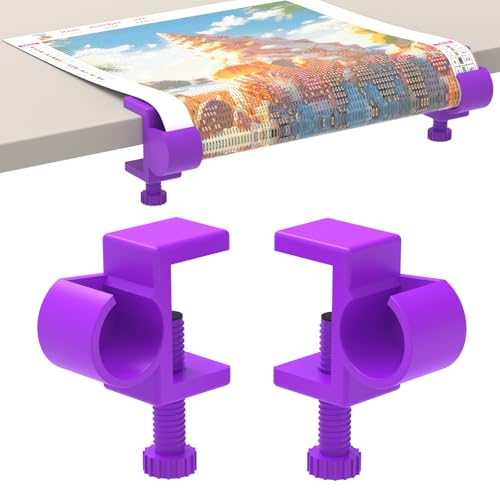 GFYYBKJ Diamond Painting Canvas Table Clamp Set, Diamond Painting Canvas Roll Holder, Diamond Art Kits and Craft Accessories for Adults, Gift for DIY Diamond-Painters(Purple) - color: Purple