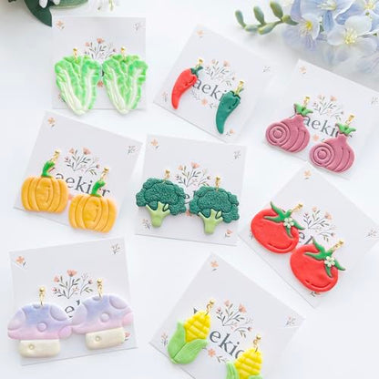 Xaekicr 13 Pcs Vegetable Polymer Clay Cutters - Miniature Food Shape Jewelry Making Tools for Earrings, Charms & DIY Crafts, Soft Clay Molds - color: 2G color