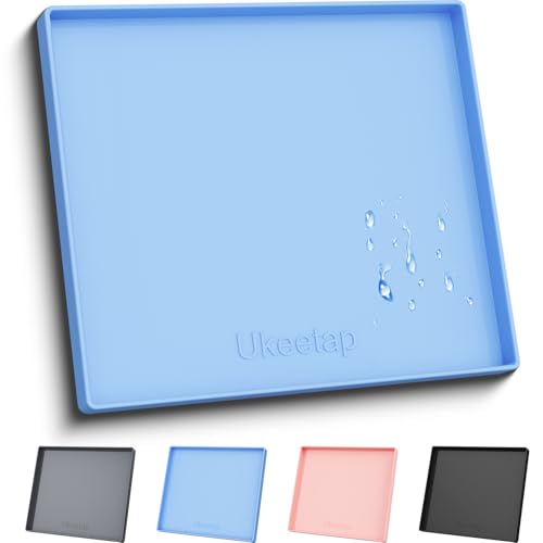 ukeetap Extra Thick Silicone Mat Waterproof with Raised Edge 22" x 19", Under Sink Mat for Kitchen & Bathroom, Kitchen Cabinet Liner, Multi-Purpose for Storage & Protection, Blue - color: Blue, size: 22"L x 19"W