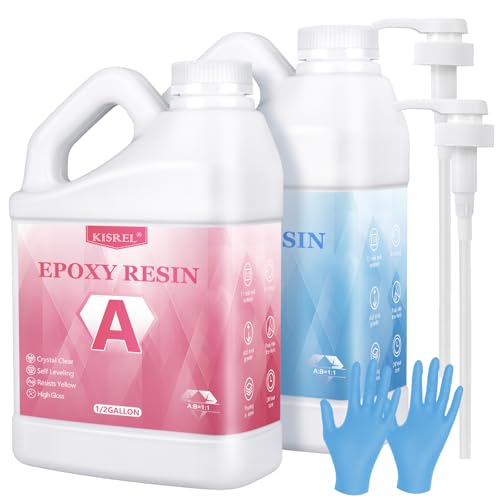 Epoxy Resin 1Gallon - Crystal Clear Epoxy Resin Kit - No Yellowing No Bubble Art Resins Casting for Art Crafts, Jewelry Making, Wood & Molds(1/2 Gallon x 2) - size: 1Gallon