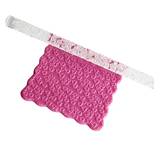 Rengue Acrylic Rolling Pin with 28 Patterns, Compliant Material, Comfortable Grip, 16 X 1 Cm, Lightweight for Dough and Pastry Acrylic Rolling Pin with 28 Patterns, Nan Kitchen (#21) - size: 52011 plum blossom