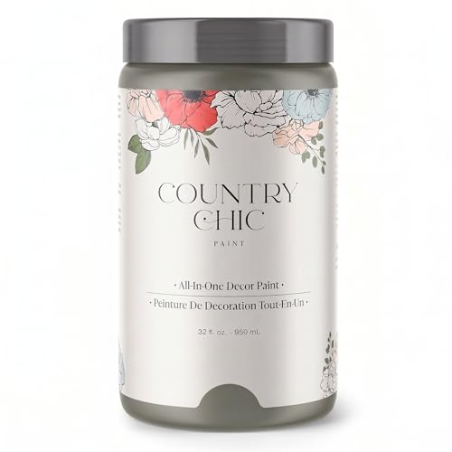 Country Chic All-in-One Chalk Paint for Furniture, Cabinets, Home Decor, Eco-Friendly, Matte Finish, Built-In Primer & Top Coat for Wood, Metal - Cobblestone (Grey) - Quart 32 oz (950 ml) - color: Cobblestone, size: 32 Fl Oz (Pack of 1)