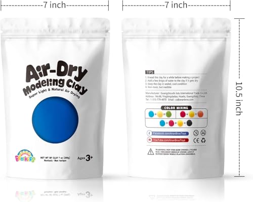 Sago Brothers Modeling Clay for Kids - Blue, 7 oz Molding Magic Clay for Kids Air Dry, Super Soft Clay for DIY Slime, Ultra Light Air Dry Modeling Clay for Toddlers Children Teens | Molding magic clay for kids air dry, super soft for DIY slime. Ultra ligh