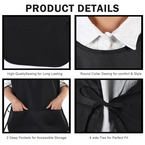 Tucnoeu Unisex Cobbler Apron with 2 Pockets, Adjustable Water & Oil Resistant Apron Art Smock for Work Kitchen Cooking