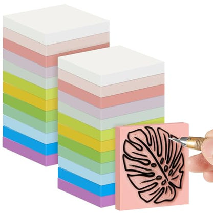 Frienda 24 Pcs 2" x 2" Rubber Carving Blocks Linoleum Blocks for Printmaking, Stamp Making, DIY Crafting, Scrapbook, Painting, Soft and Easy to Carve (Multicolor) - color: Multicolor