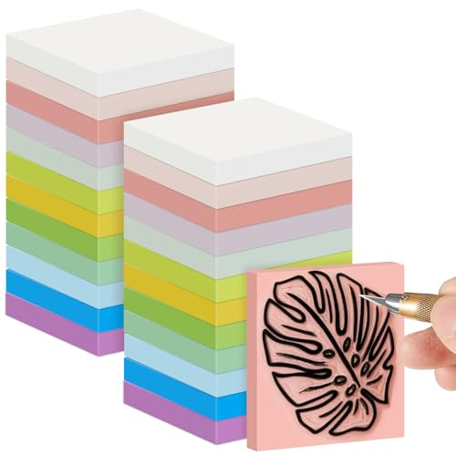 Frienda 24 Pcs 2" x 2" Rubber Carving Blocks Linoleum Blocks for Printmaking, Stamp Making, DIY Crafting, Scrapbook, Painting, Soft and Easy to Carve (Multicolor) - color: Multicolor