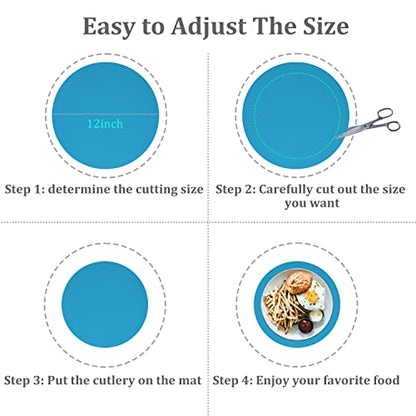 Silicone Microwave Mat 12 Inch, Non Stick Turntable Safe Baking Mat for Kitchen, Multi Purpose Heat Resistant Mat for Oven Trivet, Placemat 2 Pack(Blue) - color: Blue