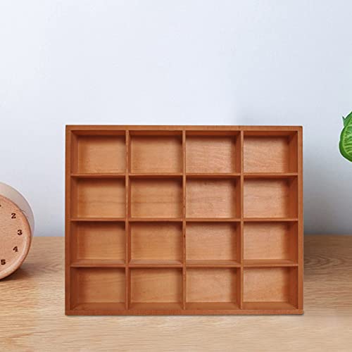 1Pc Wooden Drawer Organizer,16 Compartments Divided Tray for Arts Crafts Supplies,13.4x10.6x2‘’,Multifunction Serving Tray Divided Platter Food Server,Wooden Food Serve Tray,for Snack,Tea Bag,Hotpot