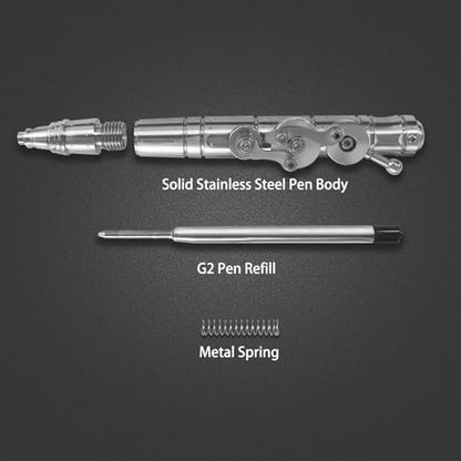 Dr. Metalleung Bolt Action Pen: Pocket EDC Retractable Ballpoint Pen, Refillable, Heavy Duty Stainless Steel Pen - Design for Smooth Office Writing & Gifts - style: Mechanical gear pen