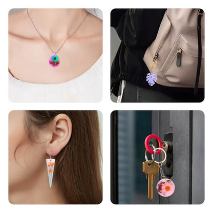 Resin Earring Molds,Resin Jewelry Molds with 10 Packs Variety Shape Resin Molds Silicone,Earring Silicone Molds for resi n Pendant, Earrings,Keychains(Included 40Pcs earringhooks) DIY Gift - color: Earring Molds