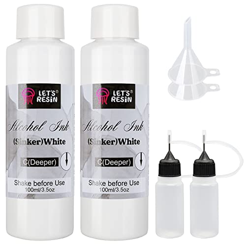 LET'S RESIN White Alcohol Ink for Resin, Alcohol Ink,2 Bottles Each 3.5oz,Adjustable Alcohol-Based Ink,White Pigment for EpoxyResin,Resin Petri,Tumblers, Resina Art