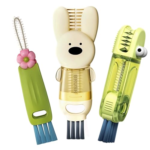 Cup Lid Cleaning Brush, 3 in 1 Cup Cleaner Brush New Multifunctional Lid Cleaner Lid Brush Cleaning Tool Multipurpose Bottle Gap Cleaner Brush Green - color: Green