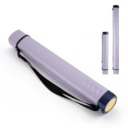 DEWEL Adjustable Poster Tube 24.5"-42", Waterproof Plastic Document Storage Tube Telescoping Carrying Case, Light Resistant Drawing Tube Painting Picture Tube Holder (Purple-Large Size) - color: Purple (Polygon), size: Large