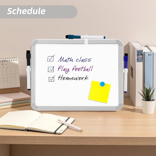 VUSIGN Small Dry Erase Whiteboard, 8.5 x 11 Inches White Board for Students, Fridge, Locker, Mini Dry Erase Board, 2 Pack - color: B-sliver 2 Pack