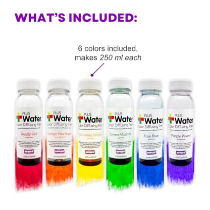 Roylco PlusWater Washable Liquid Watercolor Paint Value Kit – Just Add Water to Create Paint | 8oz Large Bottle, Safe & Non-Toxic | Water Colors Painting Supplies for Art, Craft DIY, Poster, School, Home, Classroom & Party | Easy Pour Fluid Bottles - colo