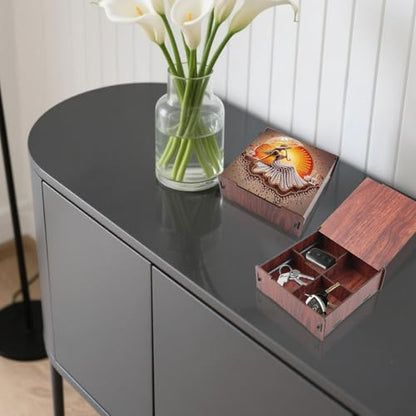 AiYuanzsh DIY Diamond Art Storage Box, Sunset Lady Design Wooden Diamond Painting Case with Flip-Top Lid and 4 Divided Compartments, Desktop Craft, Jewelry and Accessories Supplies Storage Container - color: Sunset Lady