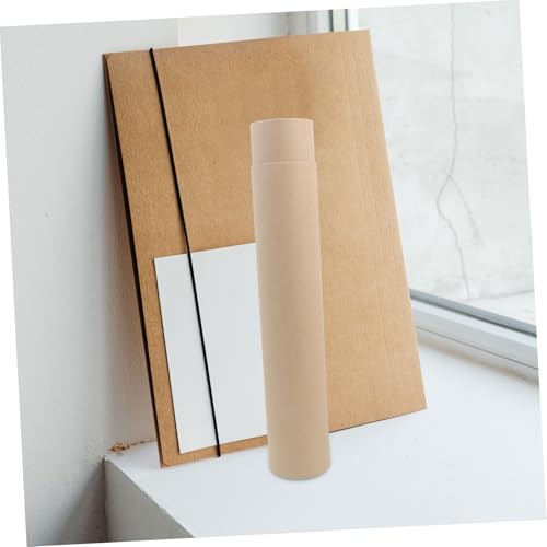 SOLUSTRE Japanese Scroll Holder Kraft Paper Cylinder Mailing Tube for Paintings and Calligraphy - color: Khaki