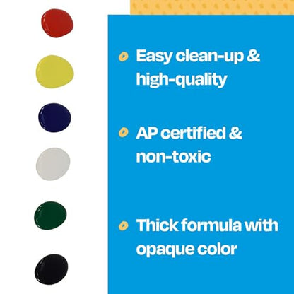 Sax Washable Versatemp Heavy Bodied Tempera Paints, Assorted Colors, 6 Pints