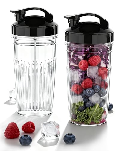 ICUCINA Replacement Blender Cups, Compatible with NutriBullet 600W/Pro 900W/Pro+, 37oz BPA-Free Tritan Smoothie Cups with Flip-Top To-Go Lids, 2-Pack Blender Accessories, Dishwasher Safe - size: 37 ounces