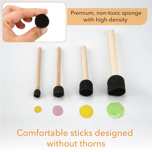 Bates- Foam Paint Brushes, 0.35"- 2", 50 Pack, Assorted Sizes, Foam Brushes for Painting with Lightweight Wooden Handles for Painting, Staining, Touch-Ups, Crafts & DIY Projects