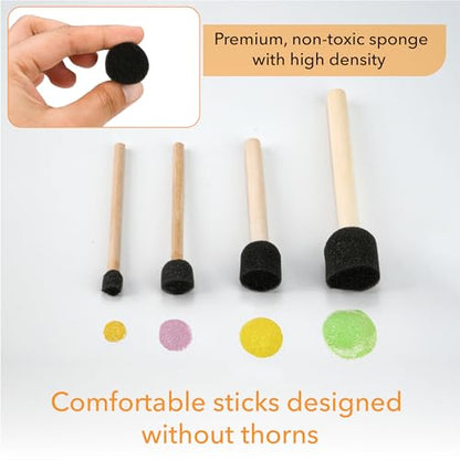 Bates- Foam Paint Brushes, 0.35"- 2", 50 Pack, Assorted Sizes, Foam Brushes for Painting with Lightweight Wooden Handles for Painting, Staining, Touch-Ups, Crafts & DIY Projects