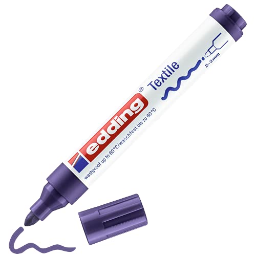 edding 4500 Textile Marker - Violet - 1 Pen - Round Nib 2-3 mm - Permanent Fabric Markers for Drawing on Textiles, wash-Resistant up to 60 °C - Marker pens for Fabric Lettering - color: Violet, size: 1 Count (Pack of 1)